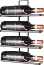Wijnrek van metaal voor 4 flessen zwart | Wijnrek met wandmontage | Wijnrek met plaats voor 4 flessen á 1.5l | Hoogwaardig materiaal | Makkelijk te monteren