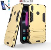 Huawei Honor 8X Kickstand Shockproof Goud Cover Case Hoesje - 1 x Tempered Glass Screenprotector