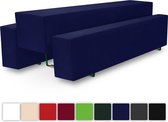Beautissu Biertafelhoes Set 3-delig 220x50cm donker blauw