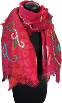 Kasjmier Wollen Dames Sjaal - 180 x 70 cm - Rood Magenta