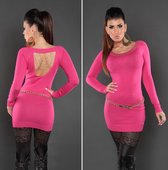Fijn Gebreide Lange Trui Fuchsia - one size S/M