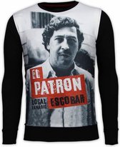 Local Fanatic El Patron Escobar - Pull en strass Digital - Pulls Zwart / Sweats à col rond pour homme Taille S