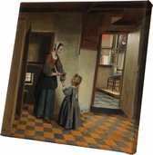 Une femme avec un enfant dans une pièce du sous-sol | Pieter de Hooch | vers 1656 - vers 1660 | Tissu en toile | Décoration murale | 60 cm x 60 cm | Peinture | Maîtres anciens | Photo sur toile