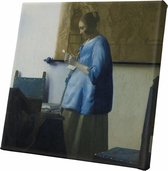 De Brieflezende vrouw in het blauw | Johannes Vermeer | ca. 1663 | Canvasdoek | Wanddecoratie | 60CM x 60CM | Schilderij | Oude meesters | Foto op canvas