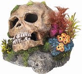 Nobby aqua deco schedel met koraal en planten 13,5 x 13,5 x 10,5 cm - 1 ST