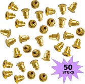 Fako Bijoux® - Oorbel Stoppers / Achterkantjes - Metaal - Torentje - Rond - 5mm - Goudkleurig - 50 Stuks