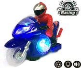 Race motor met led disco lichten en geluid effecten - speelgoed motorfiets (25CM) Inclusief batterijen - Rood | Blauw