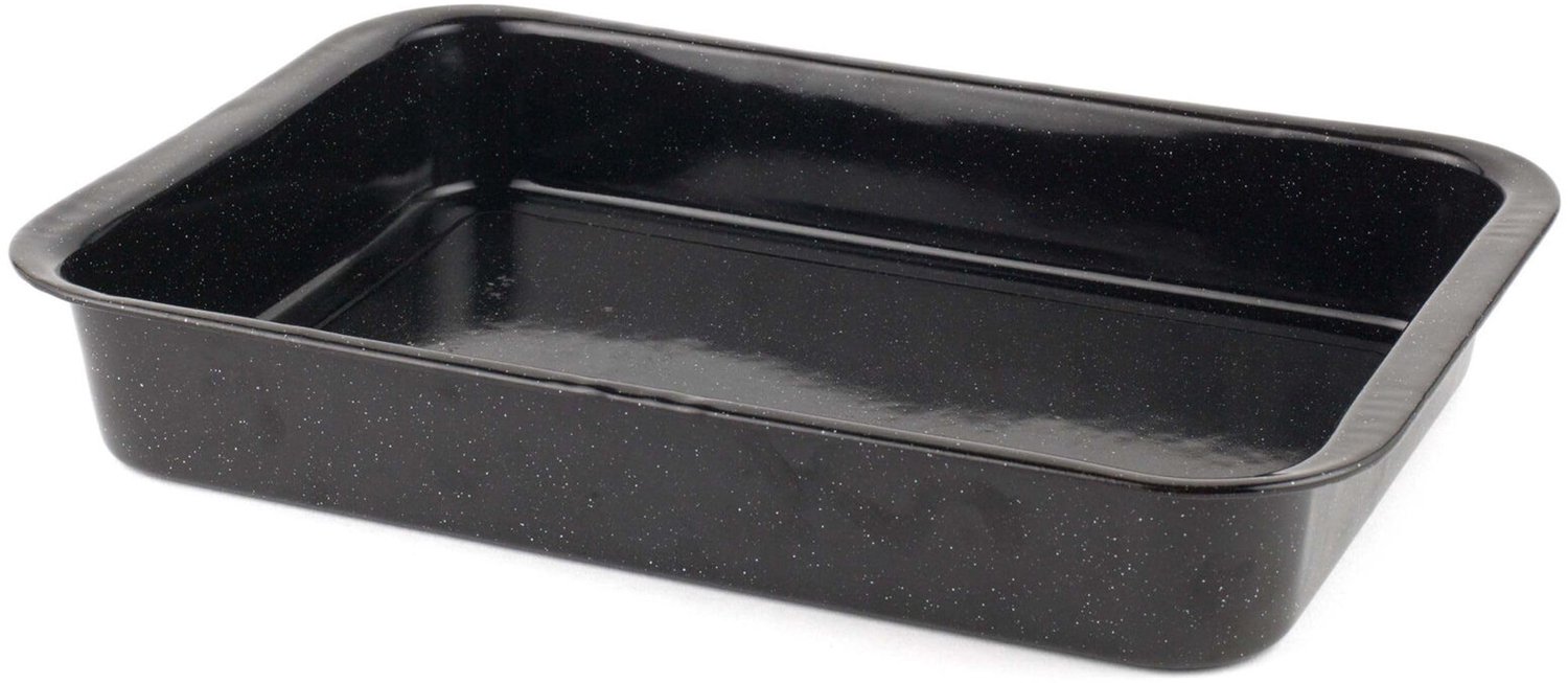 CW12611 Romano Vitreous Enamel Oven Roaster, 36 cm Rectangular Roasting Pan/Tin, Dishwasher Safe, Oven Safe Up to 230 Degrees, Black