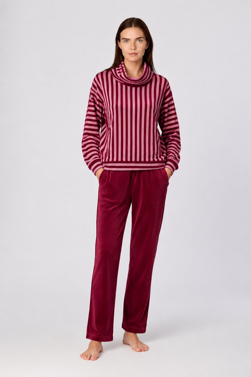 Woody Dames huispak roze streep