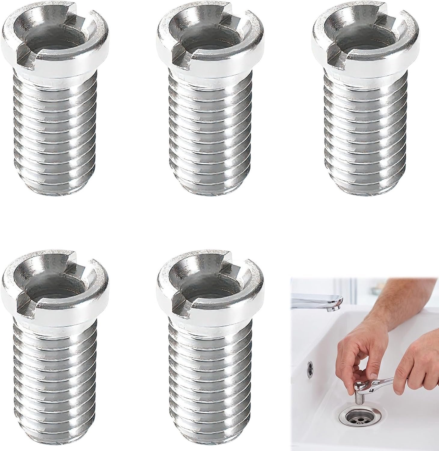 Holle schroef gootsteen M12 x 25 mm - roestvrij staal 304 - duurzame afvoerschroef - ideaal voor spoelbak - 5 stuks - m-winkel