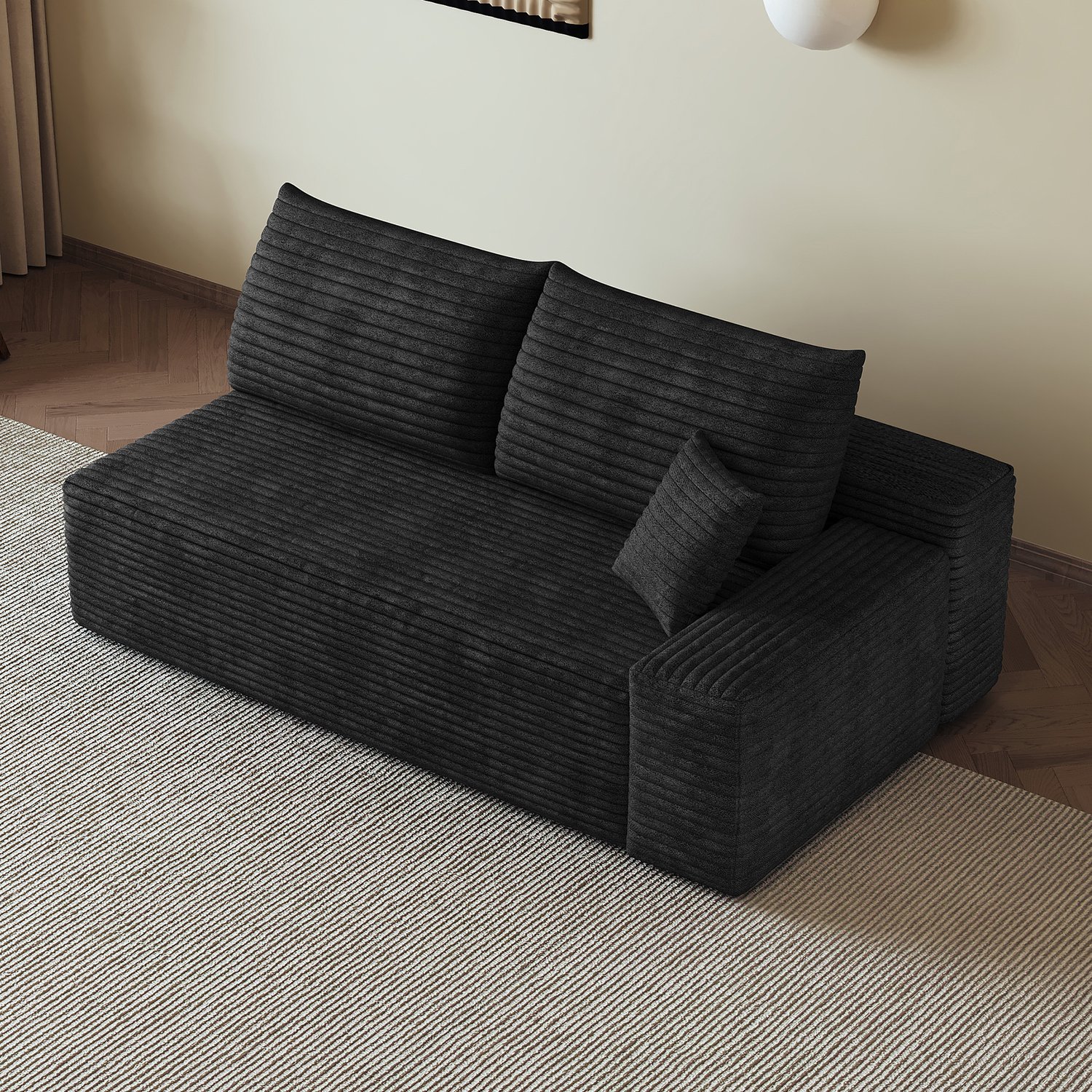 CHICFURN Hoekbank - Zonder montage - Chaise longue - Zwart