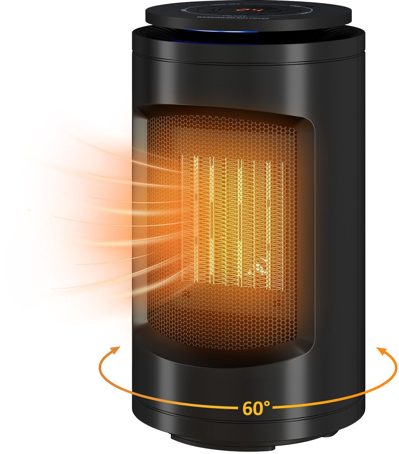 Puluomis Elektrische kachel - Elektrische Verwarming voor Binnen - Ventilatorkachel - PTC - Heater - 2 Standen - 1200W - LED Indicatie - Zwart