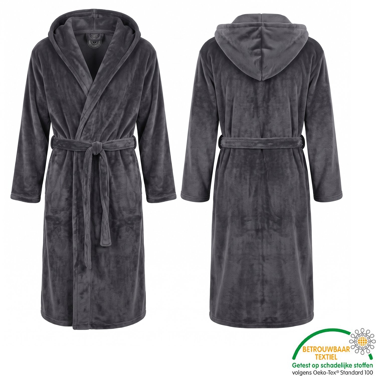 Sorprese Soft - Badjas - Antraciet - Ultra Zacht en Warm - Microvezel - Badjas Dames - Badjas Heren - Sauna - Cadeau - Oeko-Tex Standard 100
