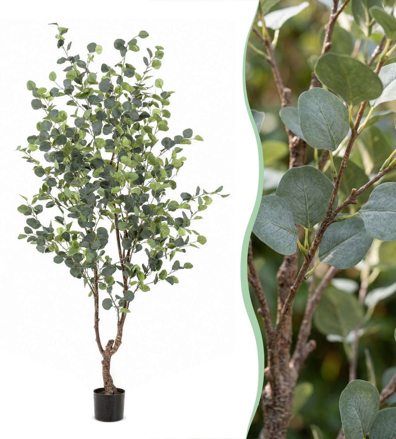 Green Boutiq Kunstplant - Eucalyptus - Blauwe Gomboom - 180 cm Grijs