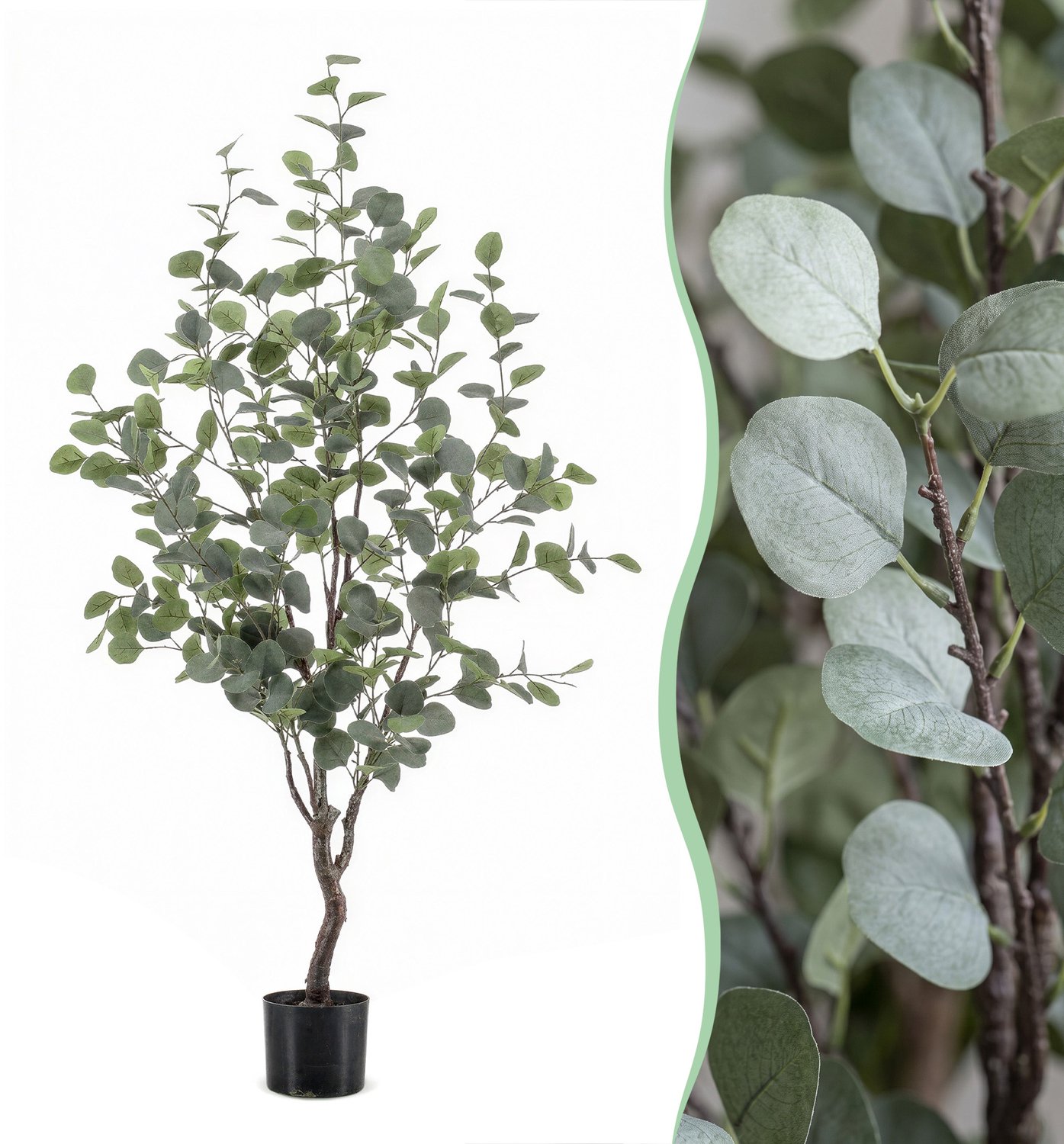 Green Boutiq Kunstplant - Eucalyptus - Blauwe Gomboom - 140 cm Grijs