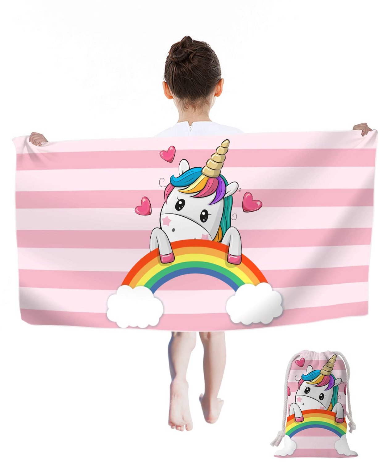 Kinderstrandhanddoek met Eenhoorn Motief, Sneldrogend en Zandvrij
