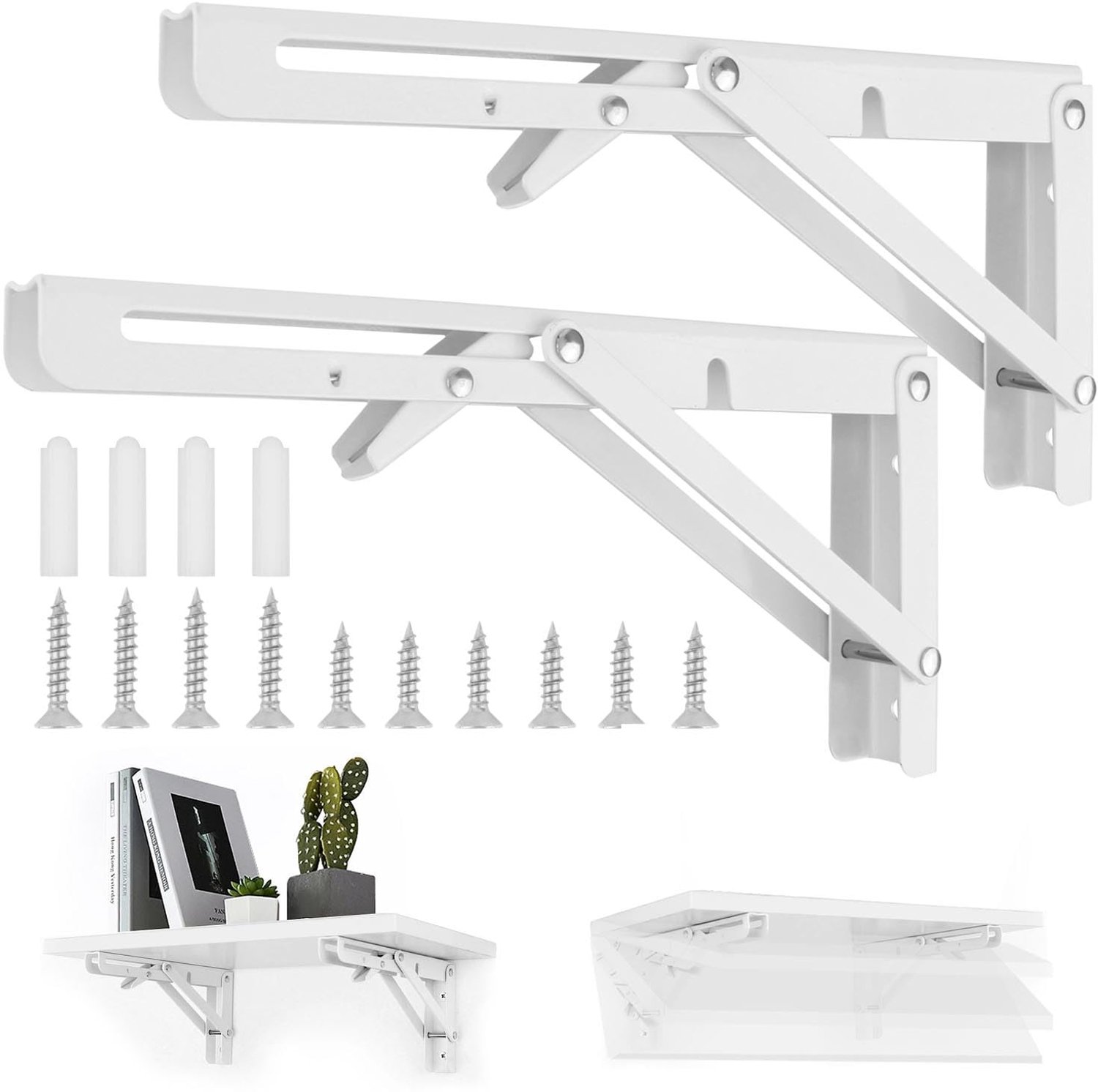 Set van 2 Opvouwbare Consoles voor Zware Lasten - Wandmontage