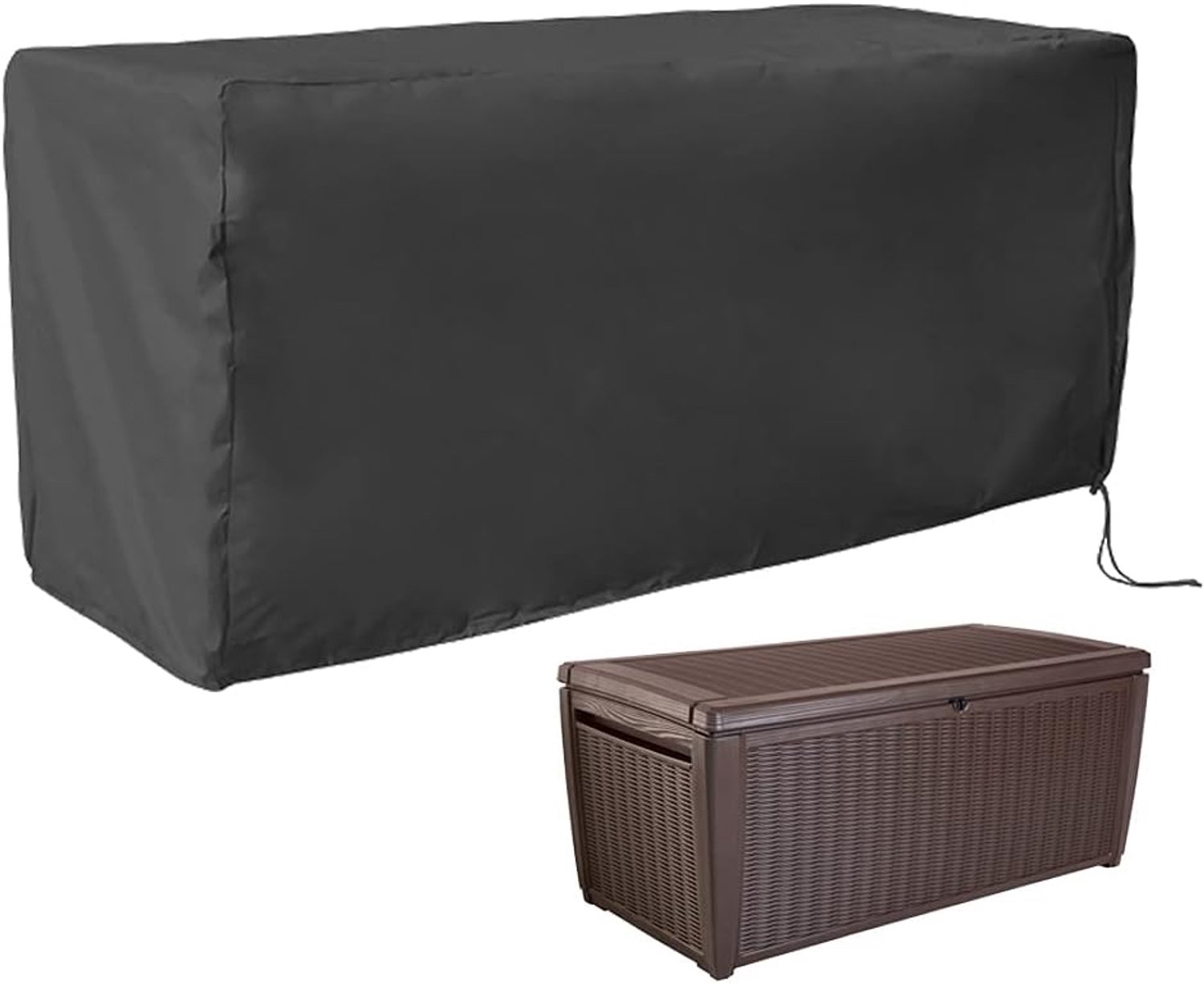 Universele hoes voor opbergboxen voor buiten – Slijtvaste beschermhoes – Waterdichte buitenhoes voor gebruik bij boot, zwembad, strand, tuin - 123*62*55cm zwart