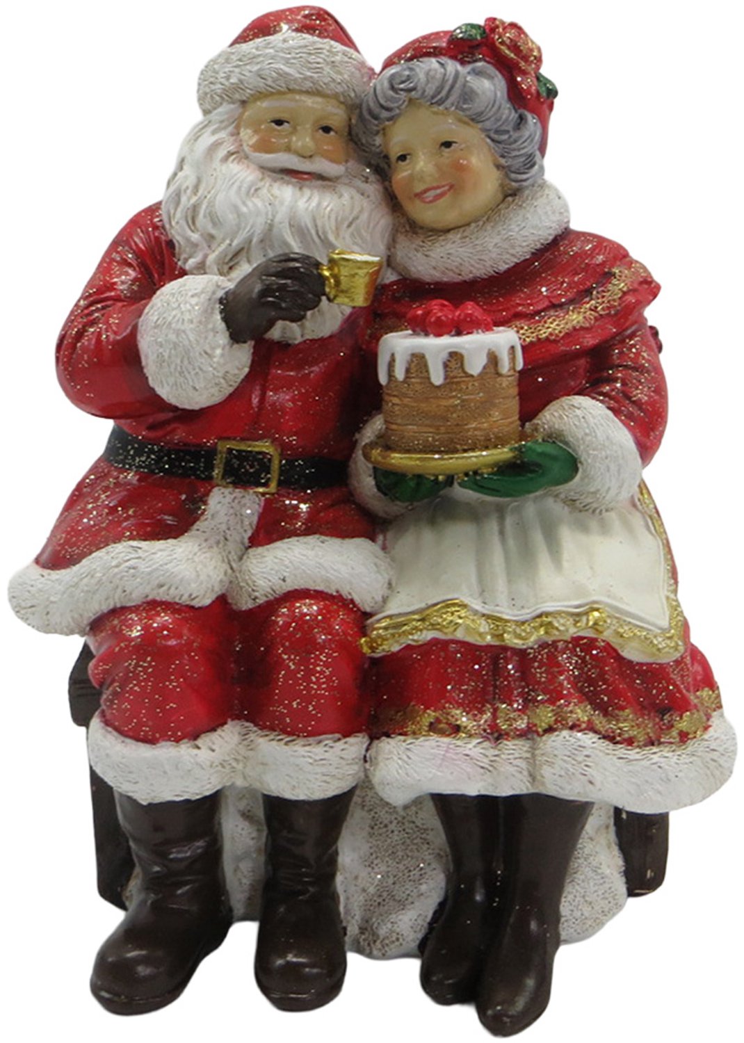 Clayre & Eef Kerstdecoratie Beeld Kerstman 13x10x16 cm Rood Kunststof