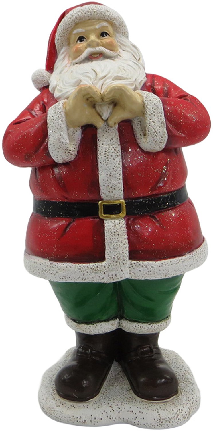 Clayre & Eef Kerstdecoratie Beeld Kerstman 10x9x20 cm Rood Kunststof