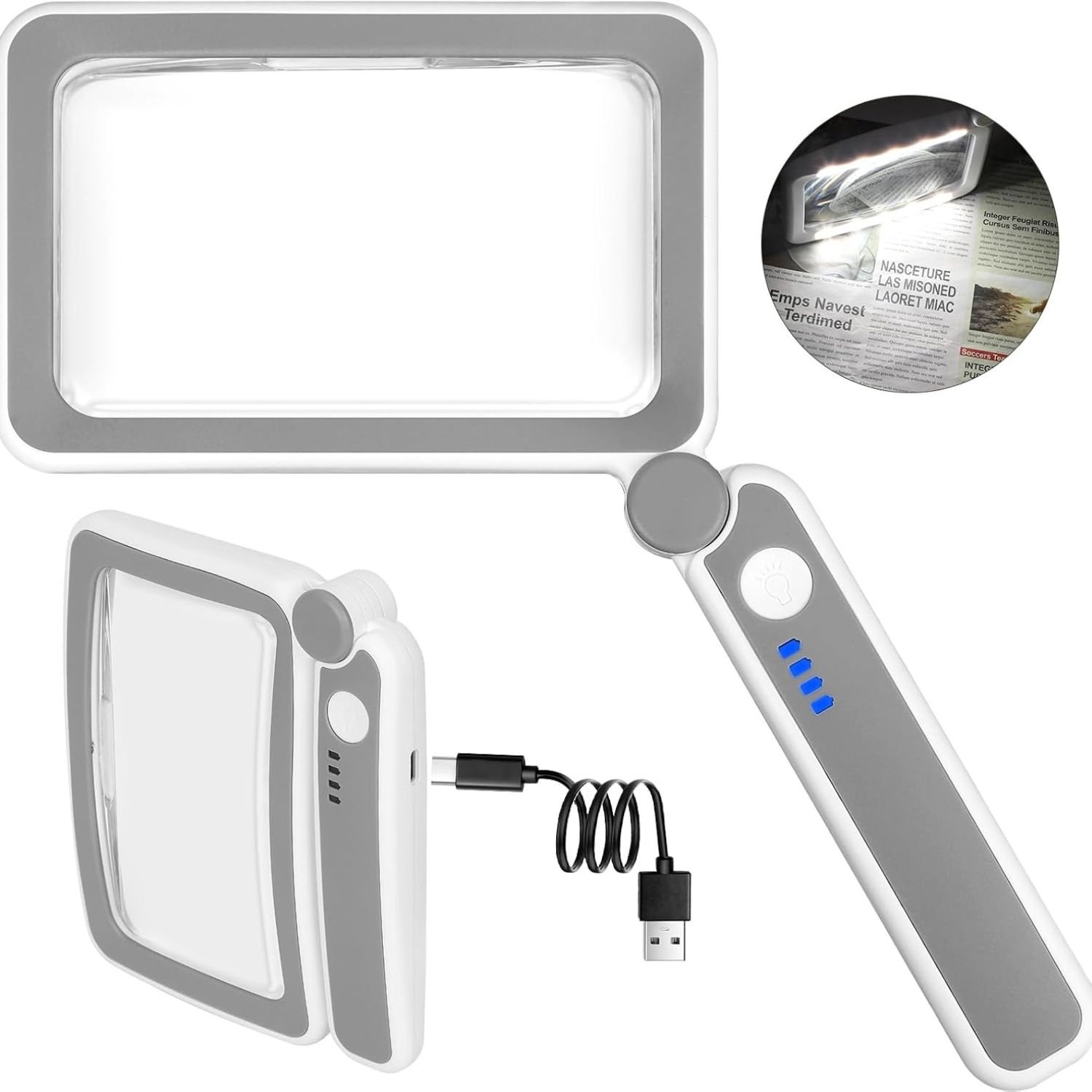 Vergrootglas Met Verlichting - Loeplamp met Led Verlichting - Grijs