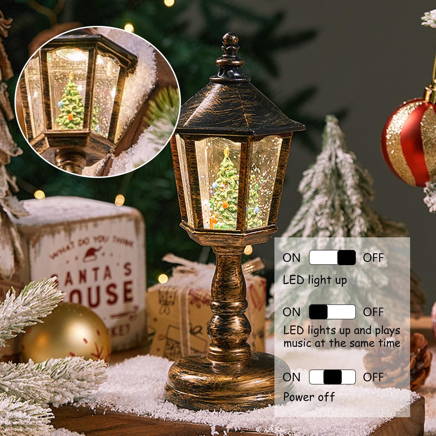 LED Kerstlantaarn met Muziek en Licht voor Feestelijke Decoratie – foto 3