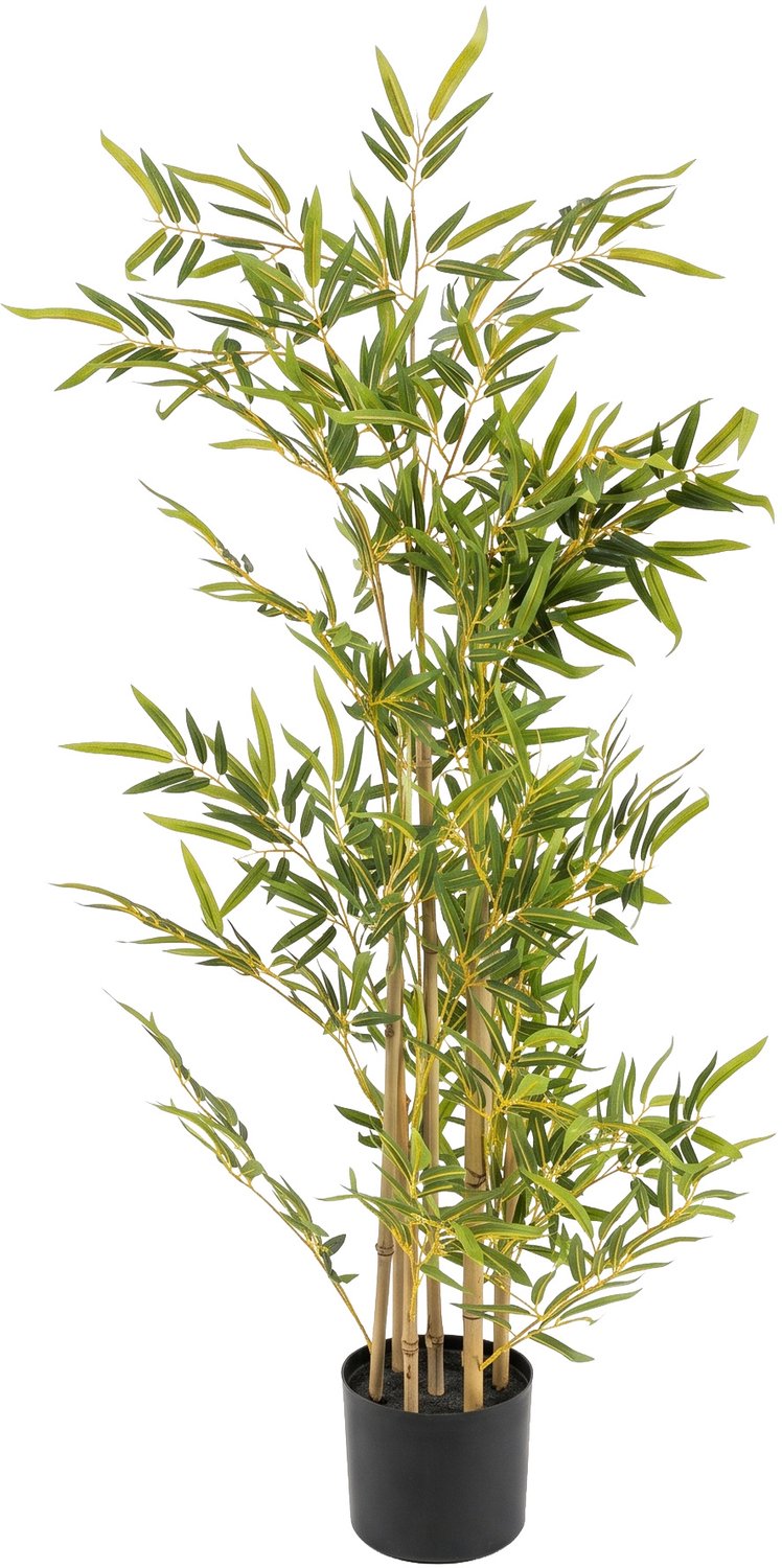 EDENIA Kunstplant - Kunstbamboe in pot, hoogte 120 cm Groen