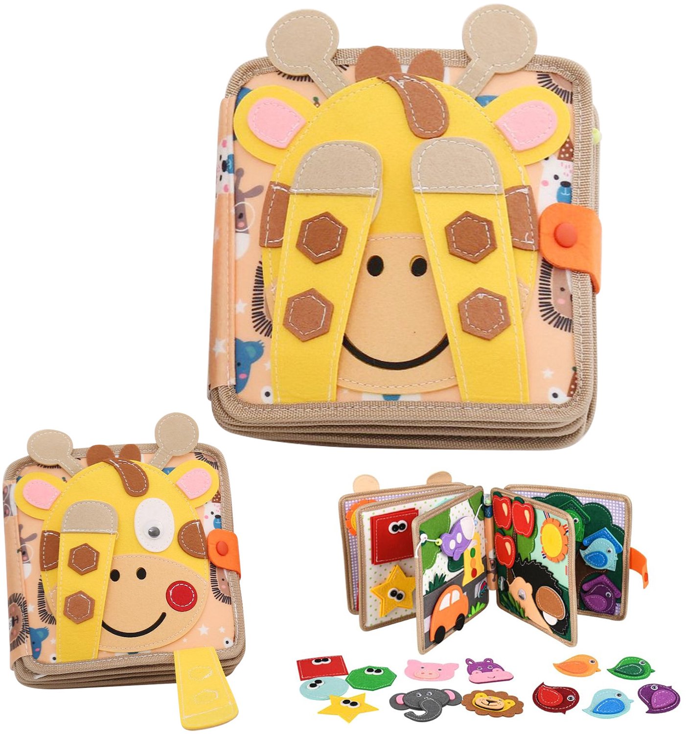 Busy Board Boek - Montessori Activiteitenboek – Educatief Spel - Sensorisch Speelgoed - Activiteiten Motoriek Map - Ik Leer Kloklezen - Motoriek Speelgoed - Gespen Vast - Kinderspeelgoed 1 jaar 3 jaar Activiteitenbord