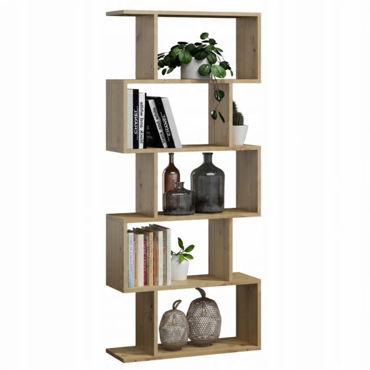 Per La Vita Bask - Boekenkast - Artisan-eiken - Open vakken - 176 x 76,4 x 28 cm
