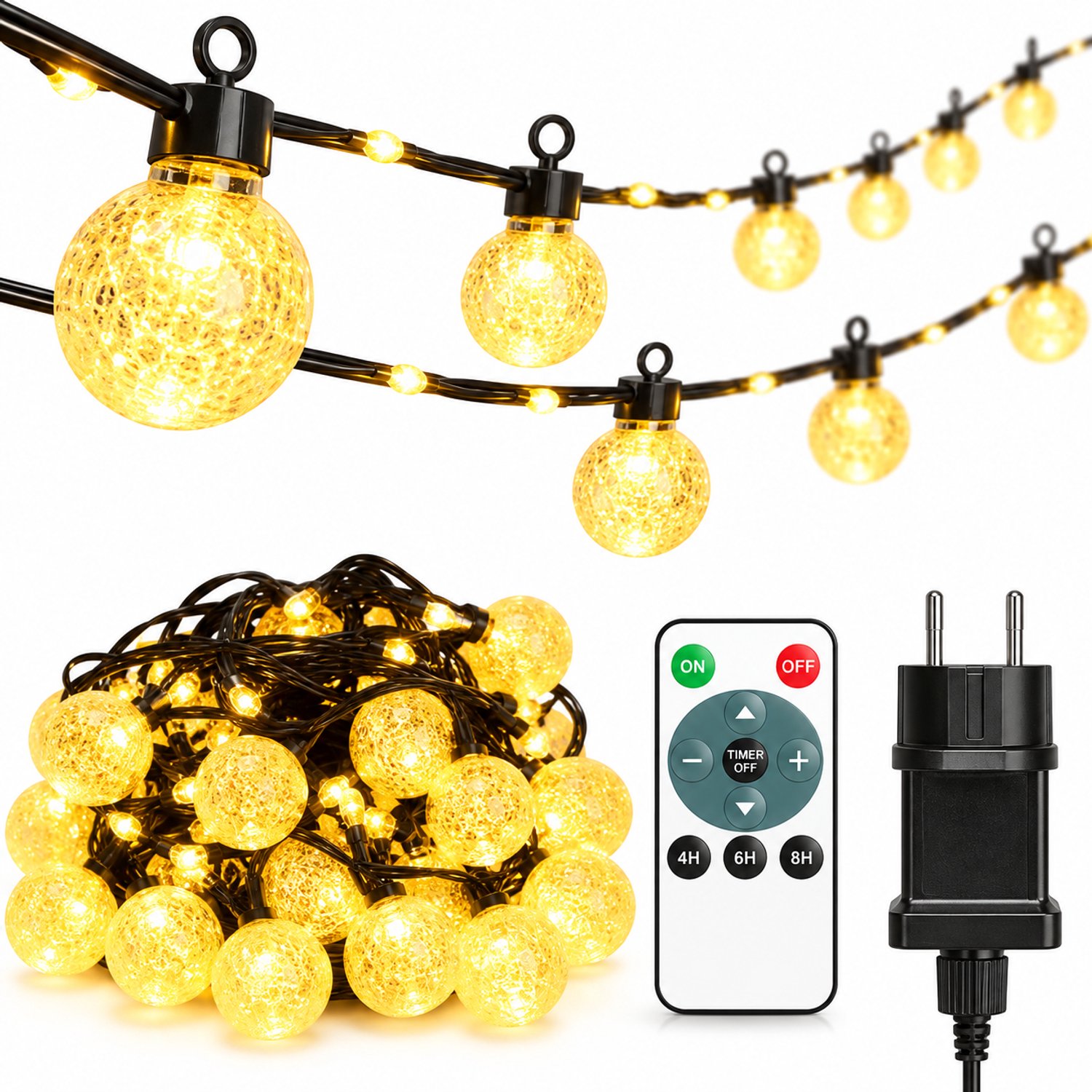 VILIMA - Lampjes Slinger - 32 meter lichtsnoer - Kerstverlichting buiten - 8 lichtstanden - LED lampjes - Sfeerverlichting