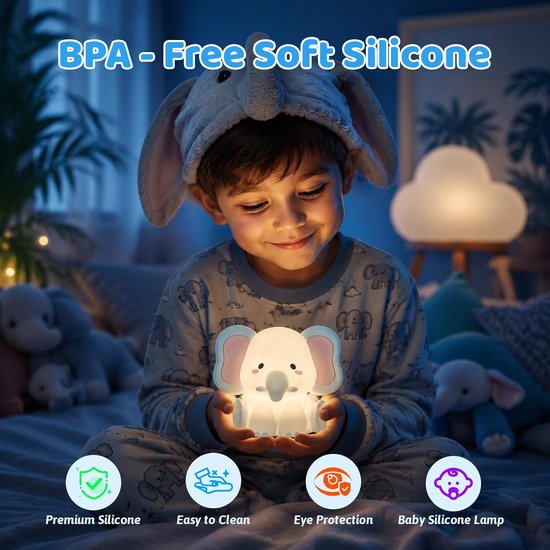 Oplaadbaar nachtlampje kinderen - Nachtlampje Kinderen - Nachtlampje Stopcontact met Bewegingssensor - Touchbediening - Wake-up Light - Kinder nachtlampje - Draadloos - Nachtlampje baby – Bedlampje - Nachtlampje voor het slapengaan — afbeelding 2