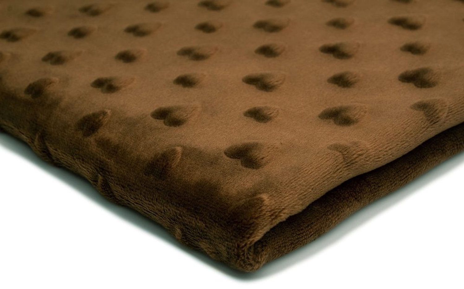 Minky Fluffy Stof met Hartjes 50 x 155 cm Toffee
