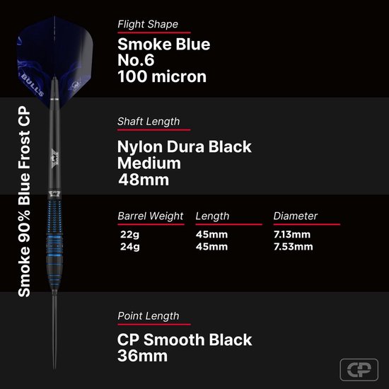Bull's Smoke Blue Frost CP Steeltip 90% 24 gram van Bull's — afbeelding 5