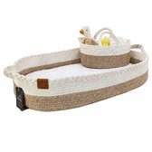 Muuzey Verschoonmand whitebrown incl. luiermand - Mozesmand - Verschoonmand XL - Incl. Extra comfortabel Matras en Matrashoes - Aankleedkussen - Luxe Verschoonmand - Verschoonkussen - Changing Basket - Handgemaakt