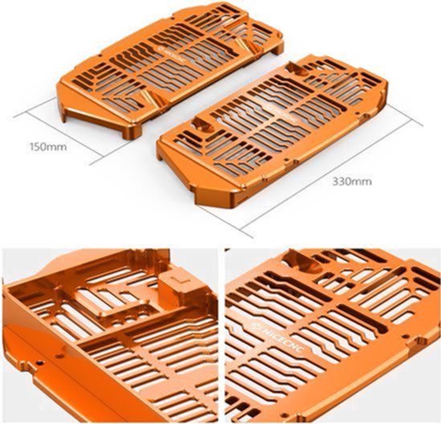 Radiatorbescherming Aluminium - Zwart - 37 cm Lengte - 20 cm Breedte - 12 cm Hoogte - Voor KTM Husqvarna GasGas Motoren
