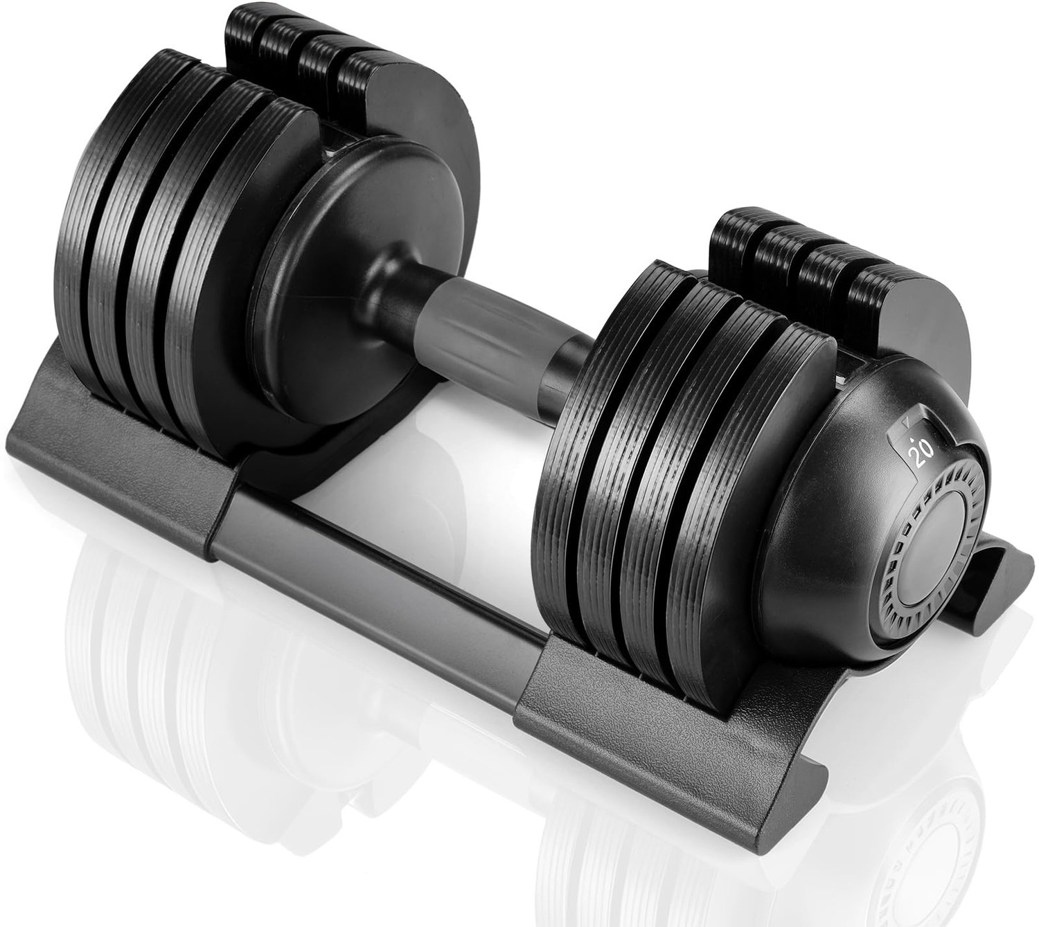 LIFERUN Verstelbare Korte Halters - 20 kg - met Anti-slip Handgreep - voor Thuis Kantoor Fitnessstudio - Zwart