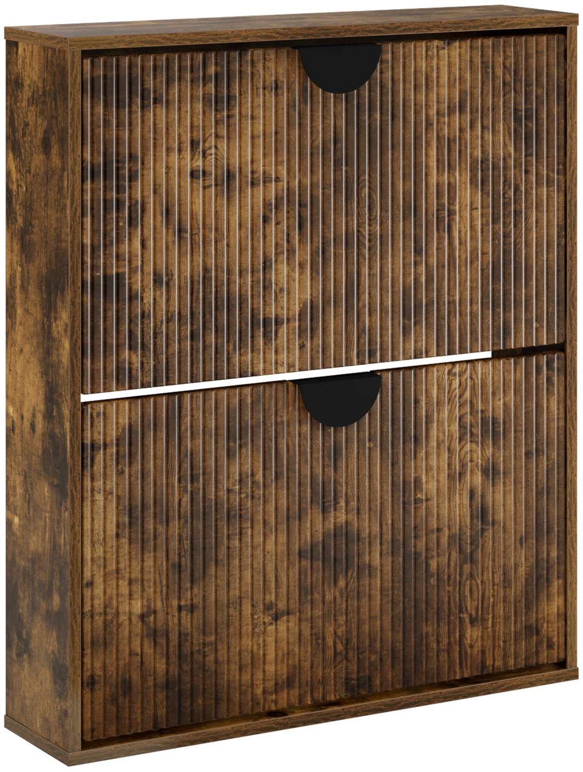 vidaXL Schoenenkast - VENRAY - 70 - x - 17 - x - 82 - cm - Bewerkt - hout - Gerookt - eiken Gerookt eiken