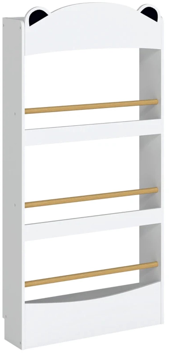 Kinderboekenkast - Wandgemonteerd - 4 niveaus - Beervormig design - 50 x 15 x 97 cm - Wit