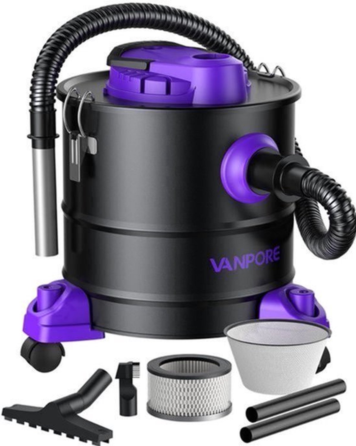 Aszuiger Voor Pelletkachels 1200 W - 20 Liter Aluminium Bak - HEPA Filter - Paars - Voor Open Haard En Barbecue
