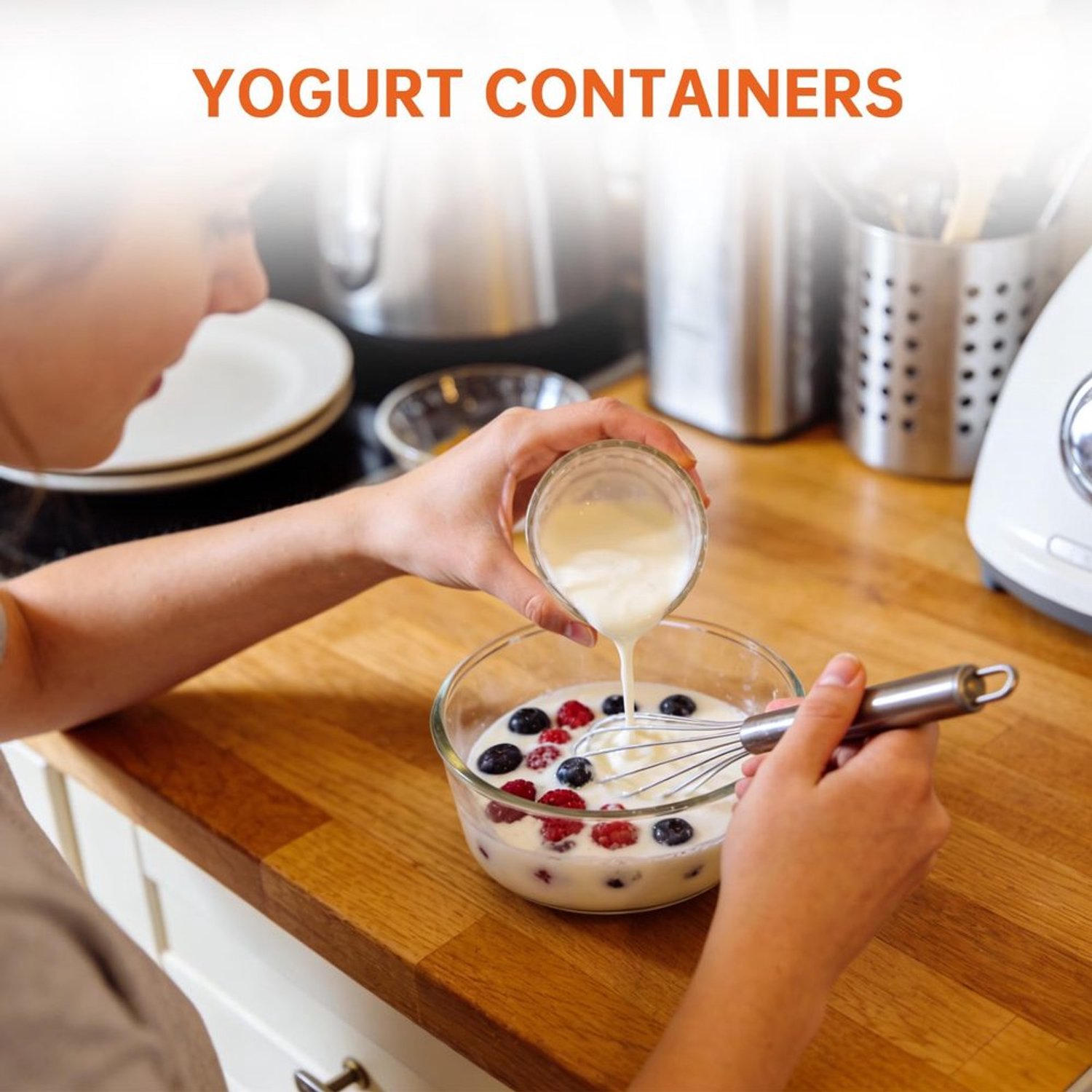 Set van 2 Glazen Yoghurtcontainers met Deksel - 950ml per Container