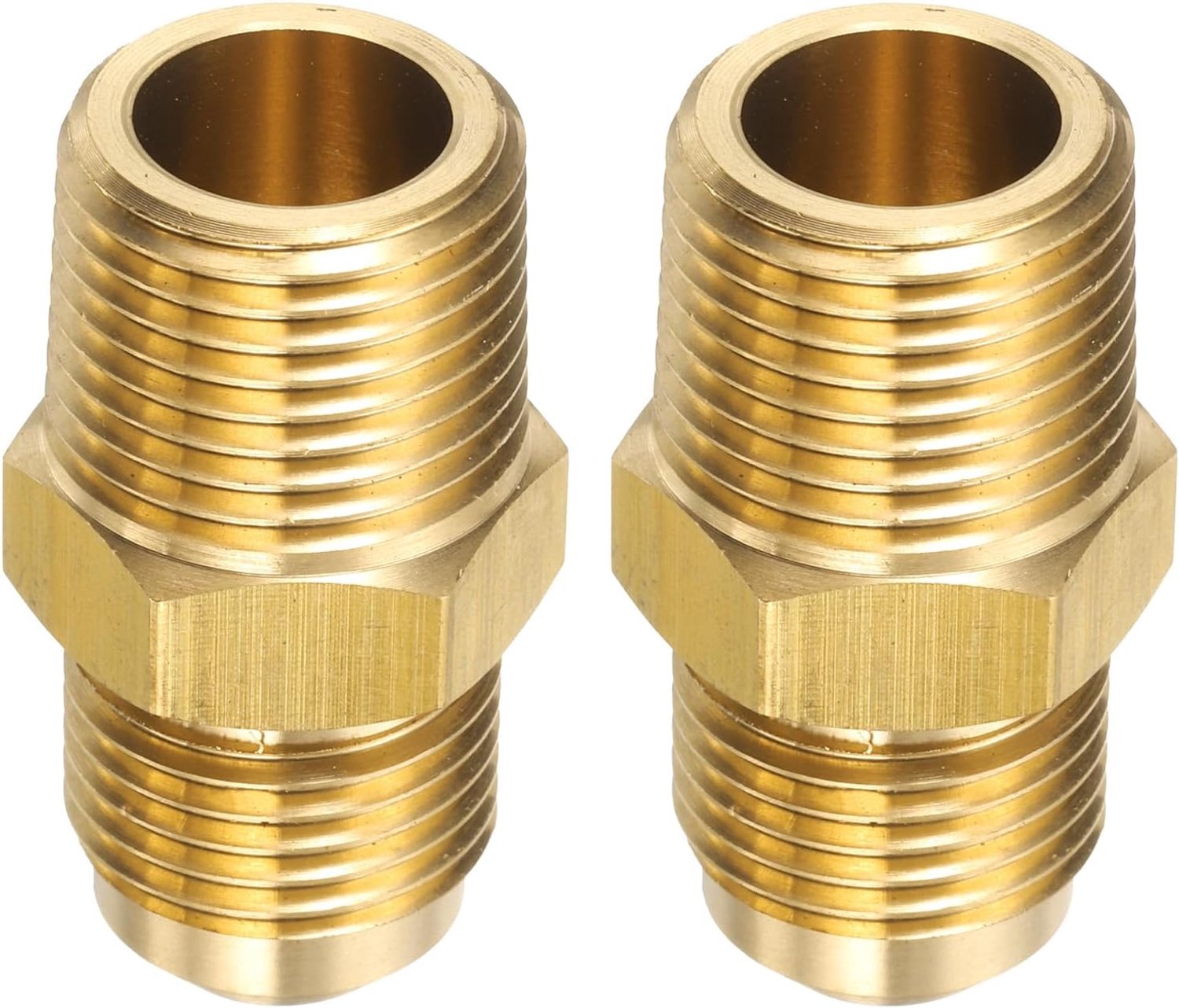 Flare-buisschroefverbinding 3/8 inch OD x 3/8 inch NPT - messing - semi-union gasadapter - geschikt voor gassystemen - 2 stuks - Vemera