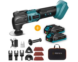 Instava Accu Multitool 18V – Oscillerende Multitool Set met 2 Accu’s – 7 Opzetstukken – 15 Schuurvellen – Makita 18V LXT Compatibel