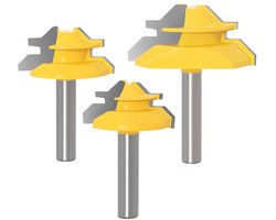 8mm Schacht 45 Graden Lock Mitre Joint Router Bit Houtbewerking Router Tool (3 stuks)