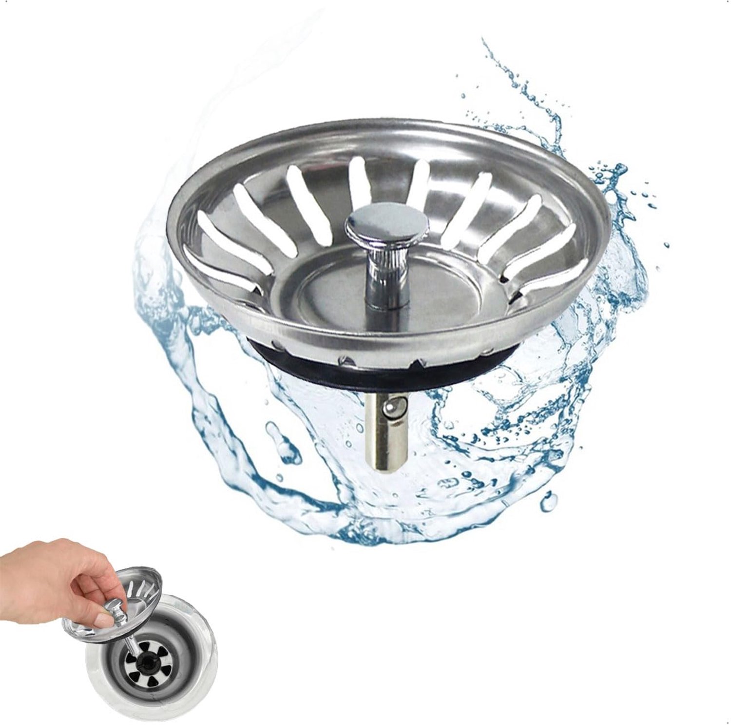 Universele Afvoerplug - Roestvrijstalen Strainer 80mm
