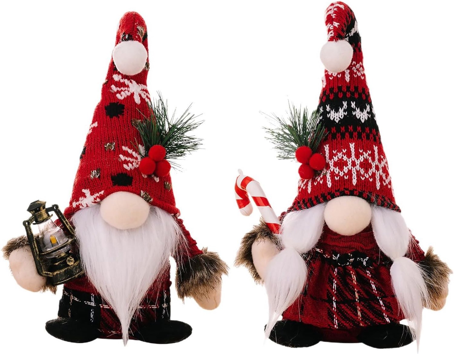 Decoratieset van 2 pluche kabouterbeeldjes