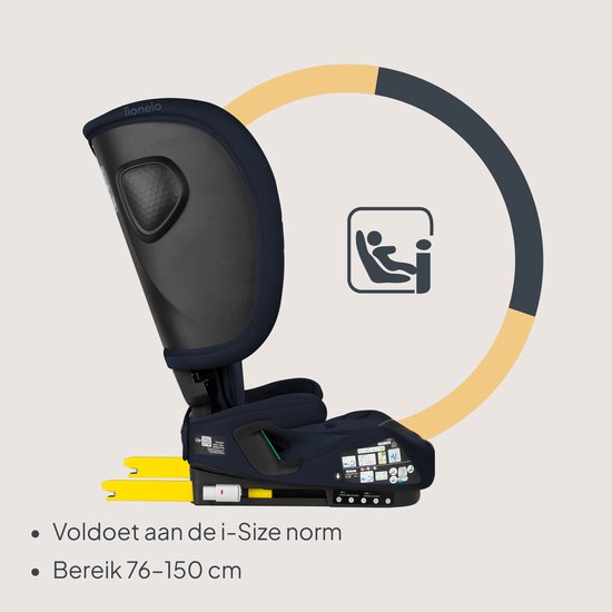Lionelo Nelly i-Size Autostoel - Opvouwbare - 76-150 cm - ISOFIX & Top Tether - 4-standen Rugleuning - SIPS Zijbescherming - Draagbaar & Compact - 15-standen Hoofdsteun - Verkleininzet & Beenkussen - Drankenhouder - ECE R129/03 - Groep 0+ van LIONELO — afbeelding 2