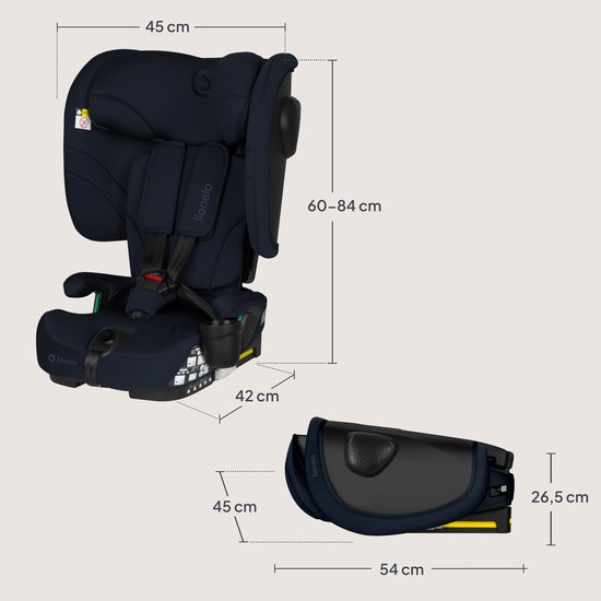 Lionelo Nelly i-Size Autostoel - Opvouwbare - 76-150 cm - ISOFIX & Top Tether - 4-standen Rugleuning - SIPS Zijbescherming - Draagbaar & Compact - 15-standen Hoofdsteun - Verkleininzet & Beenkussen - Drankenhouder - ECE R129/03 - Groep 0+ van LIONELO — afbeelding 3