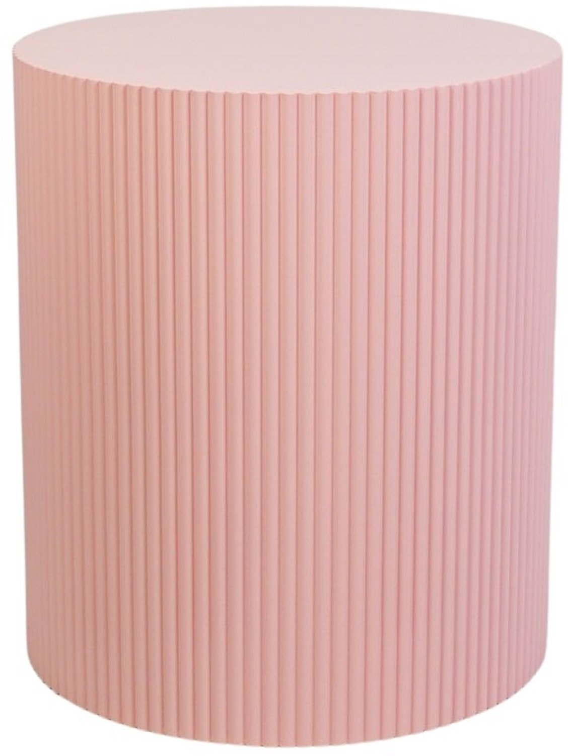 Housevitamin Bijzettafel Rond – Geribbelde Cilinder – MDF – Licht Roze – 39x45cm