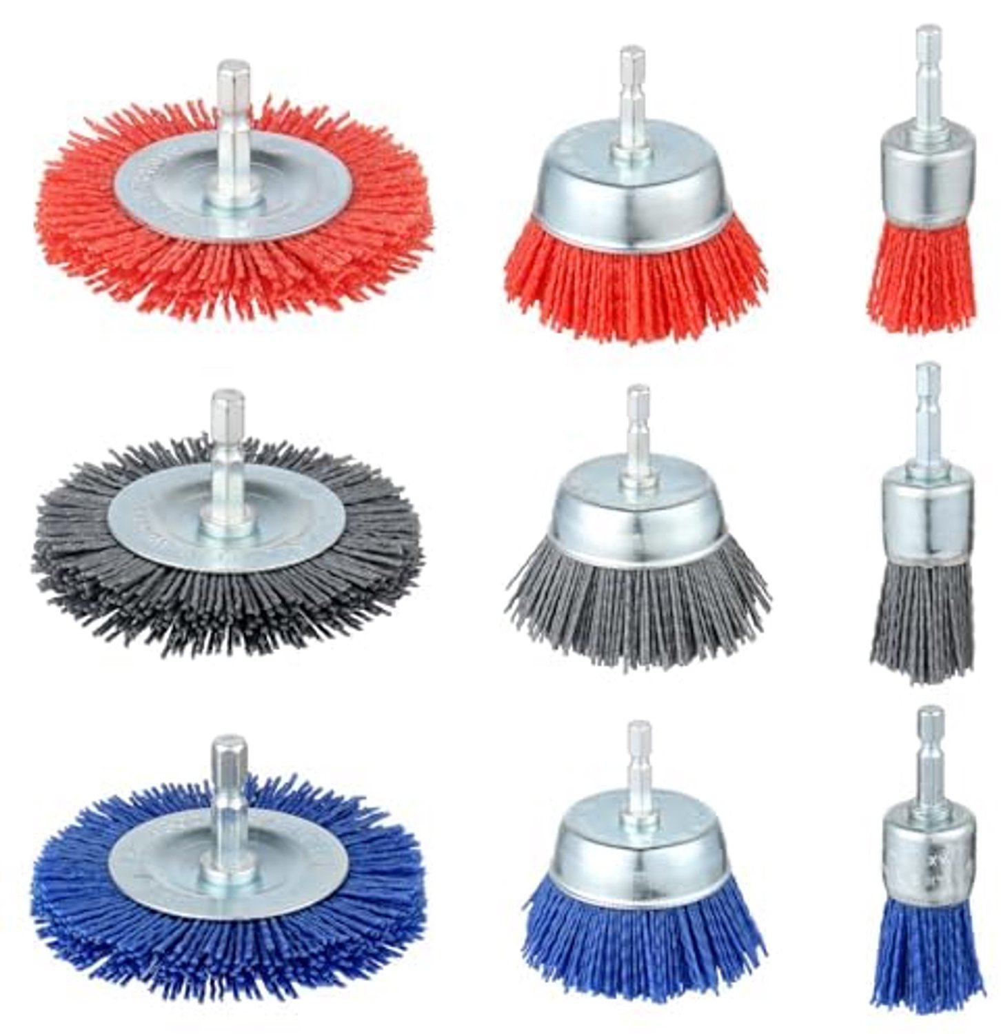 Set van 9 Nylon Borstels voor Schuren en Reinigen