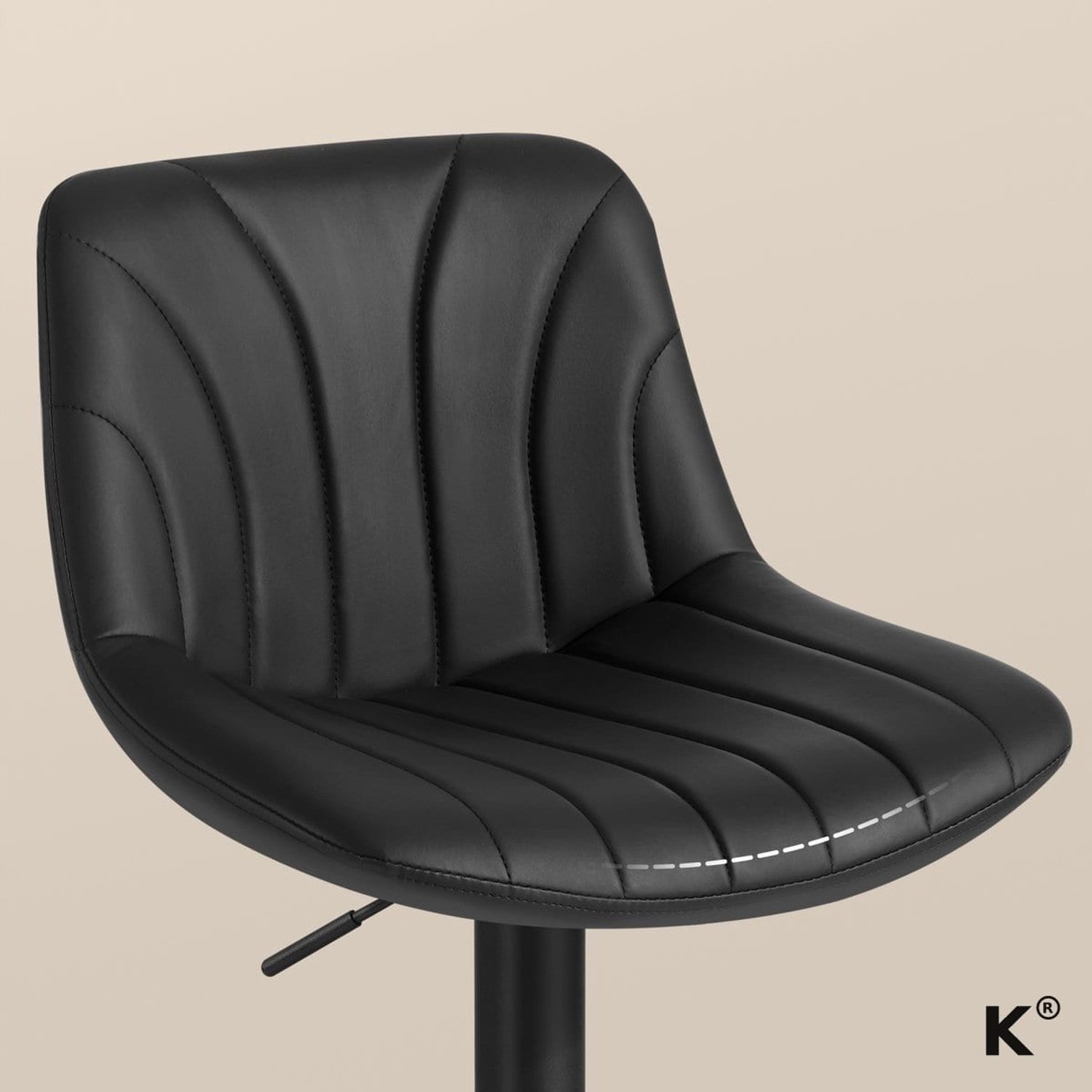Klarven Barkruk Zwart - Barkrukken Set van 2 - Barkrukken met Rugleuning - Draaibare Barkruk - Bar Stool - Hoogteverstelbaar, Draagvermogen 120 kg